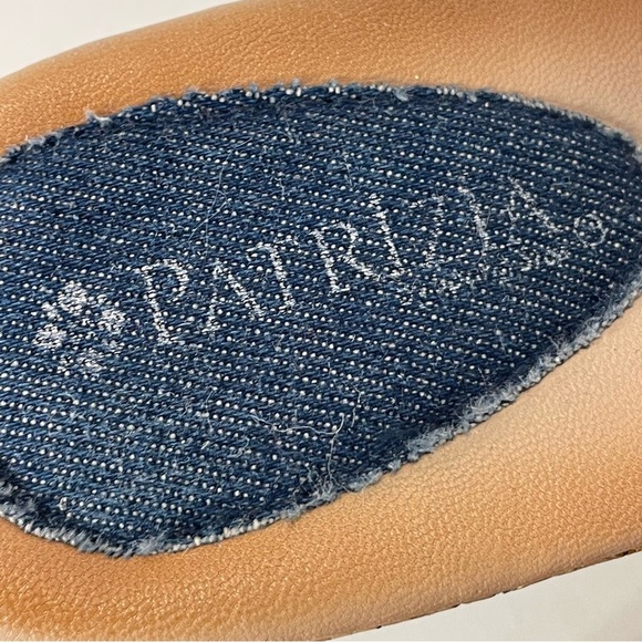 Patrizia By Spring Step Denim Pearl Gold Stud Embellish Cork Wedge Sandal Sz 38 - Picture 9 of 11